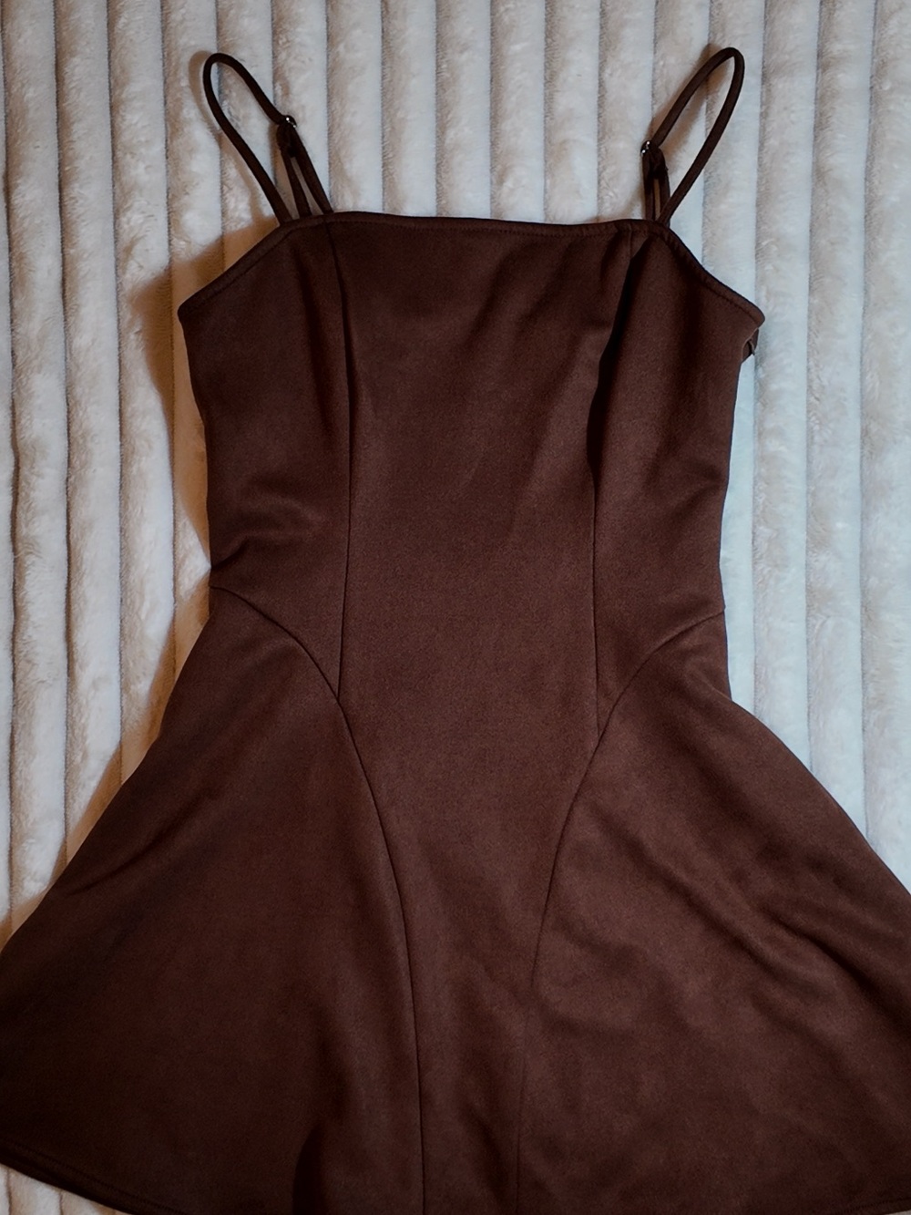 wild fable Brown Spaghetti-Strap Fit & Flare Mini Dress